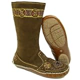 Womens Brown Boho Beaded Gem Ladies Moccasin Calf Boots