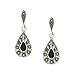 Sterling Silver Marcasite and Onyx Fashion Earrings