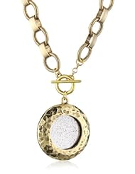 Sparkling Sage "Antique Mirror" Gold Tone Pendant Necklace