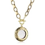 Sparkling Sage Antique Mirror Gold Tone Pendan