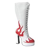 DISCONTINUED. 5 Heel Knee Boot W/Flames. by Ellie