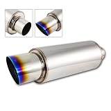 Universal 3 Inlet 4 Flat Burnt Tip Muffler by RS Type