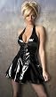 Lace Up Patent Dress Adjustable Velcro Collar Back Zipper Opening in Black Sizes: Small, Medium, Large or X-Large