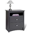 Prepac 2-Drawer Tall Night Table with Open Shelf - Black