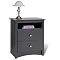 Prepac 2-Drawer Tall Night Table with Open Shelf - Black