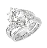 Sterling Silver Engagement 2 Set Rings 7 with CZ - Sizes: 6-9