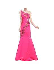 Mermaid One Shoulder Embroidered Beaded Satin Evening Dress/Prom Dress/Party Dress 