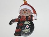 PHILADELPHIA FLYERS 2.5 Striped Snowman with Scarf Slap Shot Hockey Puck CHRISTMAS ORNAMENT