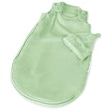 Kiddopotamus Beddiebye Luxe Zip Around Wearable Blanket & Sleep Cap Double Sided Velboa, Sage