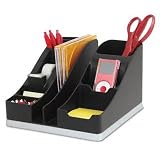 deflect-o 35172 All-in-one caddy, black/silver, 8w x 9-1/4d x 5-1/4h