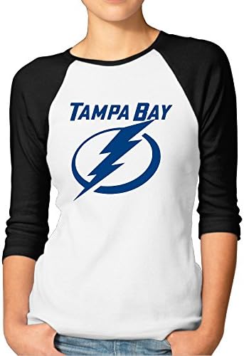 Woman's 3/4 Sleeve Raglan Tampa Bay Lightning Plain Baseball T-shirts Black XL