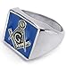 KONOV Stainless Steel Embossed Stamped Freemason Masonic Mens Ring, Blue Silver