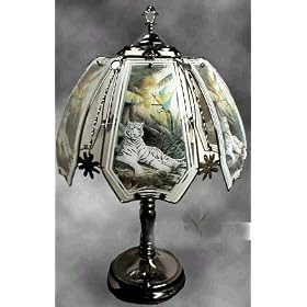 White Jungle Tiger 23 Touch Lamp ET-WT2 Select Base Finish: Polished Brass from Lava Lamps
