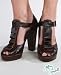 Jeffrey Campbell Ruffy Dark Brown Leather Peep Toe Heel