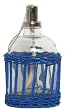 Hand Woven Marine Blue Painted Willow Basket with Wick Lantern 8.5"H 5"D Set / 2
