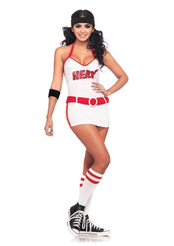 Leg Avenue 3 Piece Miami Heat Dancer Dress, White/Red, Medium/Large
