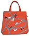 Horses - Orange Canvas Tote with 4 Pockets by Funtote