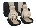 Type R Lumbar 11 Pc Seat Cover Set Tan Car Truck Universal Bucket Seat Covers 1995 to 2008 Honda Civic Toyota Chevrolet Ford Nissan