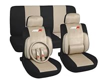 Type R Lumbar 11 Pc Seat Cover Set Tan Car Truck Universal Bucket Seat Covers 1995 to 2008 Honda Civic Toyota Chevrolet Ford Nissan