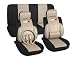 Type R Lumbar 11 Pc Seat Cover Set Tan Car Truck Universal Bucket Seat Covers 1995 to 2008 Honda Civic Toyota Chevrolet Ford Nissan