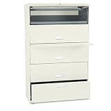 HON 665LL 600 Series 42-Inch Lateral File with 1 Drawer/4 Roll-Out Shelves, Putty