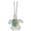 Sterling Silver Cubic Zirconia Turtle Necklace by Cheryl M
