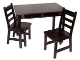 Lipper International Childs Rectangular Table With Shelves And Two Chairs - Espresso