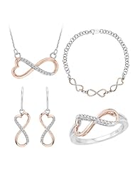 Sterling Silver Two Tone, Diamond Infinity Jewelry Set (1/4 cttw)