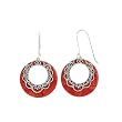925 Silver & Red Sea Bamboo Round Dangle Earrings