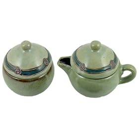 MARA Stoneware Collectible CREAMER SUGAR BOWL Antique Green DESIGN by CollectibleXchange