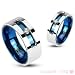 316L Stainless Steel Blue IP Double Layered Ring with a Rotating Gem Slot with CZ