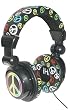 iHip Black DJ Headphones with Multicolored Peace Symbol