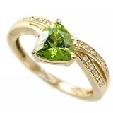 1.29ct Fine Green Peridot & Diamonds 14k Yellow Gold Ring