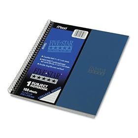Mead Five Star Wirebound Notebook, College Rule, Letter Size, White, 100 Sheets per Pad (06206) - Colors may vary