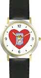 41GHz6EOdLL. SL160  Red Heart   Red Heart Shaped Flower and Hand    Love & Friendship   WATCHBUDDY® DELUXE TWO TONE THEME WATCH   Arabic Numbers   Black Leather Strap Womens Size Small