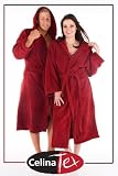 Produkt-Bild: Bademantel / Saunamantel mit Kapuze aus Microfaser Coralfleece f&uuml;r Damen & Herren, Florida XXL Chili
