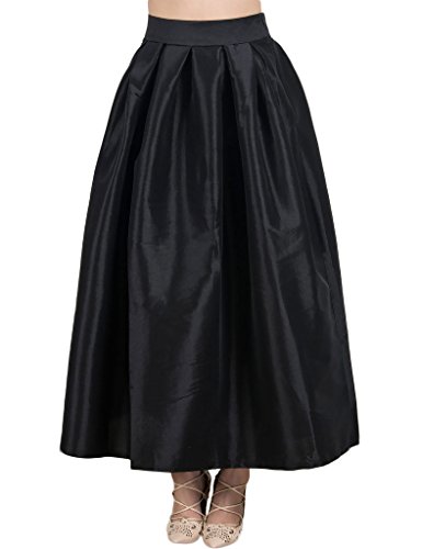 Persun Women's Elegant High Waist Pleated Formal Party Full Maxi/ Midi Skirt