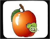 Mouse Pad with apple, eating, burrowing, worm, animal