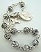 Oxidized Silver 6MM Rosebud Prayer Bead 7 3/4-inch Miraculous Rosary Bracelet