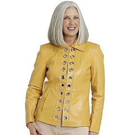 Pamela McCoy Grommet Detail Lamb Leather Jacket