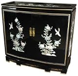 Unique Bold Unusual Beautiful Design - 32" Slant Front Asian Credenza Cabinet Server Chest - 5 Colors