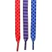 Little Miss Match girls shoelaces, fabulous Blue dots, Pink dots, and Purple stripes