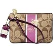AUTHENTIC COACH HERITAGE SIGNATURE STRIPE WRISTLET 41659 (Khaki/Berry)