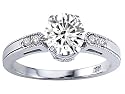 1.29 cttw Genuine White Topaz and Diamond Engagement Ring - 14kt White or Yellow Gold