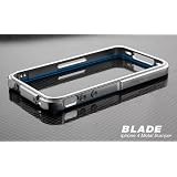 Blade Premium Metal Bumper for Apple iPhone 4 Silver Blue by iCustomized
