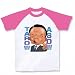 麻生太郎 ラグランTシャツ(ホワイト×ピンク) M