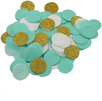 Parmay 1 Inch Gold Glitter and Mint Confetti Table Confetti Photo Prop Pack of 2800