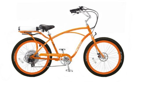 Pedego Orange Comfort Cruiser Classic Electric Bike with Orange Rims and Black Balloon Tires