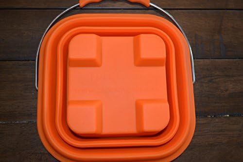 Packable Pails Collapsible Silicone Beach Bucket Pail & Shovel - Steel Handle (Orange)