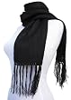 Handwoven Fashion Scarf with Hand-crocheted Border - Proud in Black